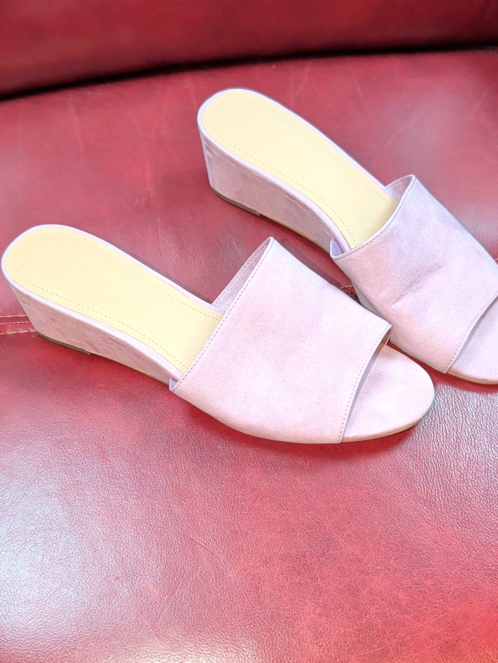 LOFT Purple Open-Toe Wedge Slides Sandals Size 8